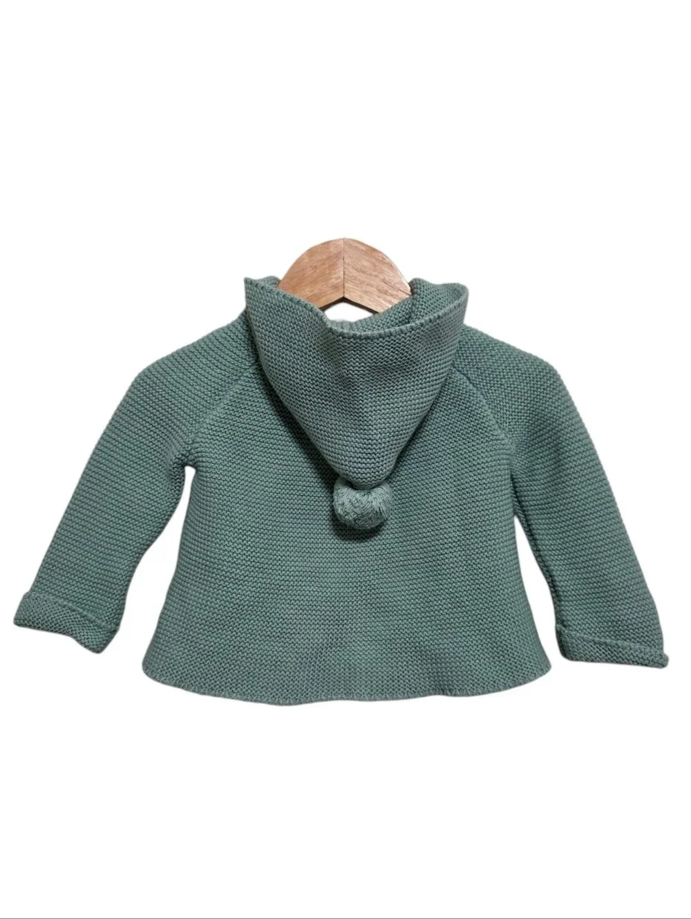 La Coqueta Knit Hooded Cardigan in Mint Size 3M